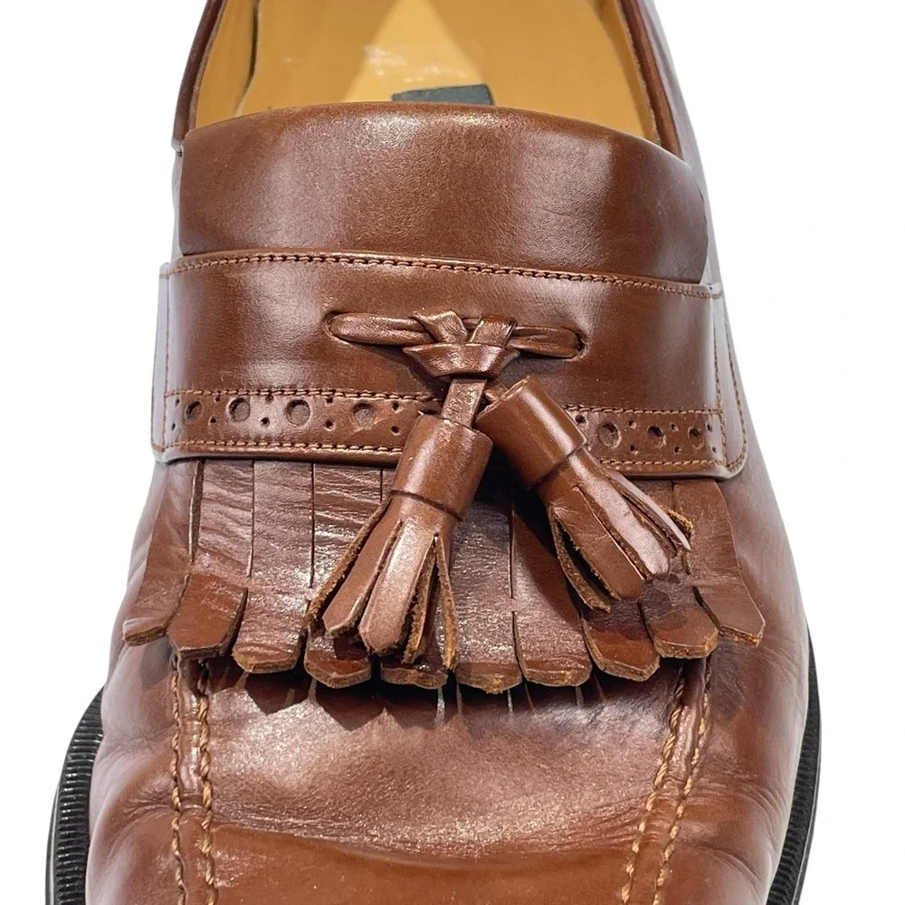 Bally Brown Leather Tassel Dress Loafers Mens 8 Preppy Designer Quiet Luxury
